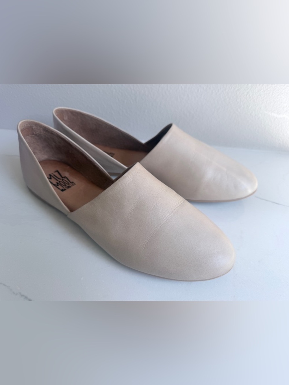 Miz Mooz Kimmy Women's Pale Beige Leather Slip-On Mules 38 ret $130